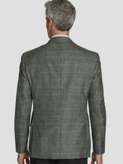 Sport Coats|Sport Coats-Joseph Abboud Classic Fit Wool Blend Plaid Sport Coat Olive Check