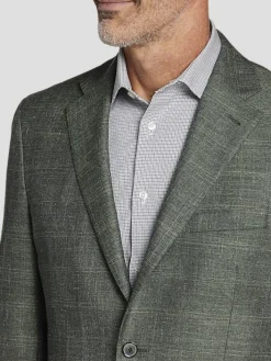 Sport Coats|Sport Coats-Joseph Abboud Classic Fit Wool Blend Plaid Sport Coat Olive Check