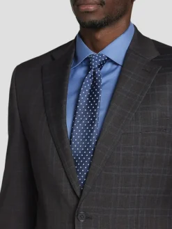 3-piece Suits|Suit Separates-Michael Strahan Classic Fit Wool Blend Plaid Suit Jacket Charcoal Plaid