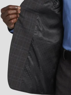 3-piece Suits|Suit Separates-Michael Strahan Classic Fit Wool Blend Plaid Suit Jacket Charcoal Plaid