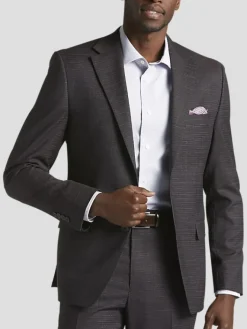 3-piece Suits|Suit Separates-Michael Strahan Classic Fit Wool Blend Suit Jacket Dk Purple Neat