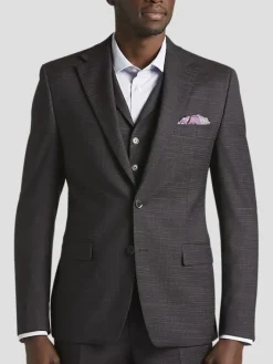 3-piece Suits|Suit Separates-Michael Strahan Classic Fit Wool Blend Suit Jacket Dk Purple Neat