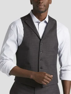 3-piece Suits|Suit Separates-Michael Strahan Classic Fit Wool Blend Suit Vest Dk Purple Neat