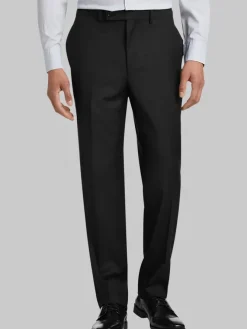 Big & Tall Pants|Dress Pants-Michael Strahan Classic Fit Wool Blend Suit Pants Black Solid