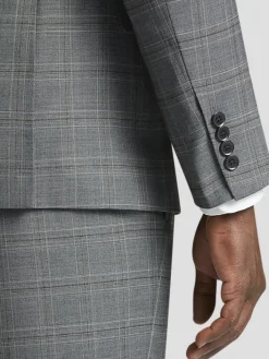 Suit Separates|3-piece Suits-Michael Strahan Classic Fit Wool Blend Suit Jacket Grey Plaid