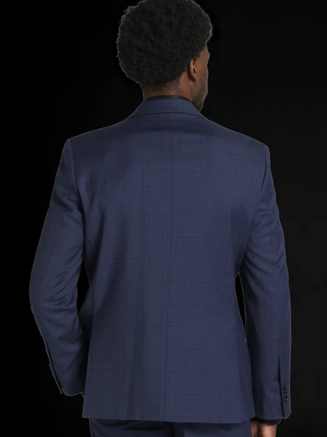 3-piece Suits|Suit Separates-Joseph Abboud Classic Fit Wool Blend Windowpane Suit Jacket Blue Window