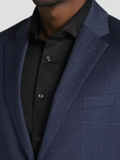 3-piece Suits|Suit Separates-Joseph Abboud Classic Fit Wool Blend Windowpane Suit Jacket Blue Window