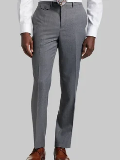 Dress Pants|3-piece Suits-Tayion Classic Fit Wool Suit Pants Med Gray Solid