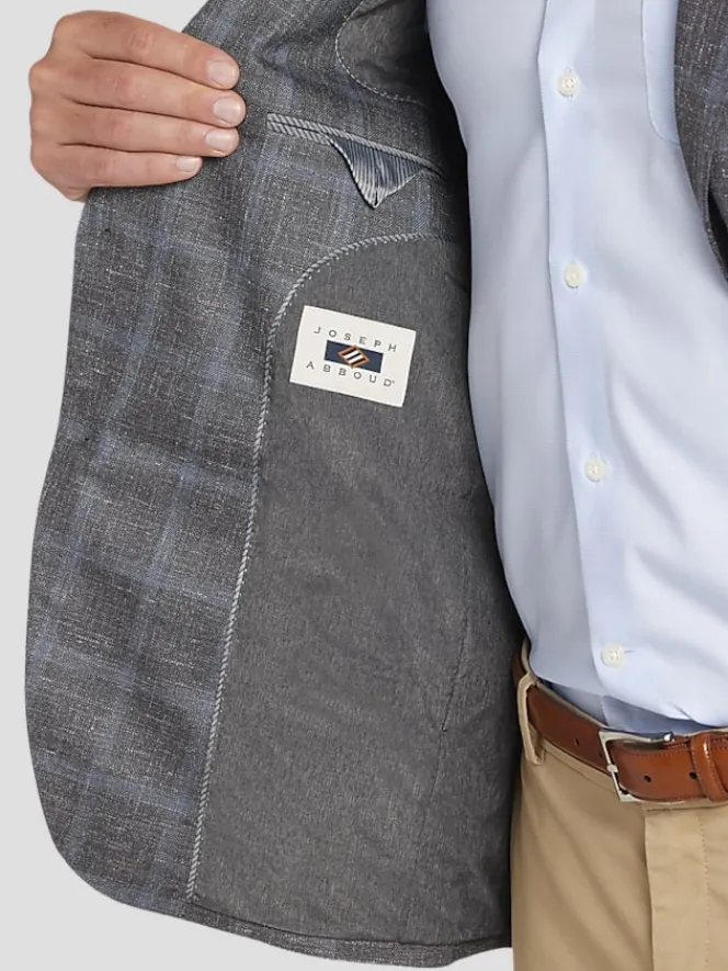 Sport Coats|Sport Coats-Joseph Abboud Classic Fit Wool Windowpane Sport Coat Gray Windowpane