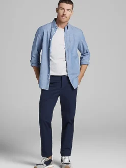 Casual Pants & Chinos|Casual Pants & Chinos-Joseph Abboud Comfort Stretch Chino Pleated Navy