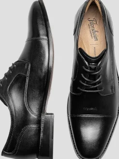 Oxfords|Casual Shoes-Florsheim Conetta Leather Cap Toe Oxfords Black
