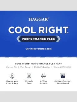 Casual Pants & Chinos|Casual Pants & Chinos-Haggar Cool Right&reg; Performance Flex Classic Fit Flat Front Pant Black Solid