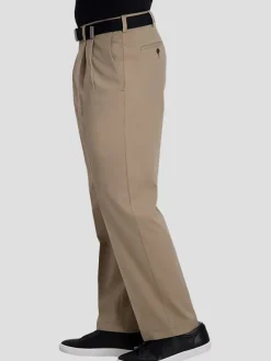 Casual Pants & Chinos|Casual Pants & Chinos-Haggar Cool Right&reg; Performance Flex Classic Fit Pleat Front Pant Black Solid