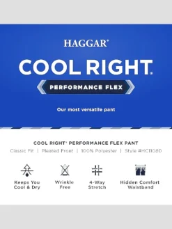 Casual Pants & Chinos|Casual Pants & Chinos-Haggar Cool Right&reg; Performance Flex Classic Fit Pleat Front Pant Black Solid