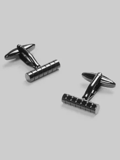 Tie Bars & Cufflinks-Pronto Uomo Cylinder Cufflinks Black