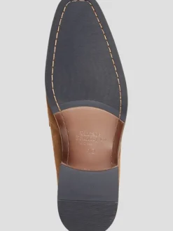 Loafers & Slip-ons|Dress & Formal Shoes-Vintage Foundry Davis Suede Moc Toe Penny Loafers Tan Suede