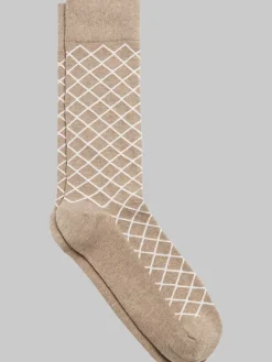 Socks-Egara Diamond Grid Ribbed Socks, 1-pair Tan