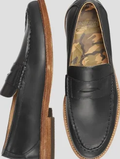 Loafers & Slip-ons-Warfield &Amp; Grand Dillinger Leather Moc Toe Penny Loafers Black