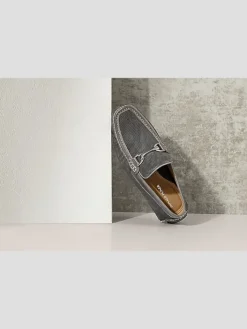 Loafers & Slip-ons-Donald Pliner Dorion Moc Toe Bit Loafers Gray