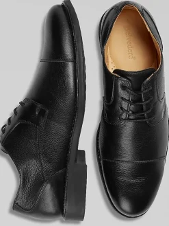 Oxfords|Dress & Formal Shoes-Belvedere Duke Leather Lace-up Cap Toe Oxfords Black