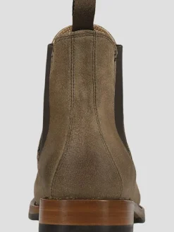 Boots-Frye Dylan Suede Plain Toe Chelsea Boots Taupe