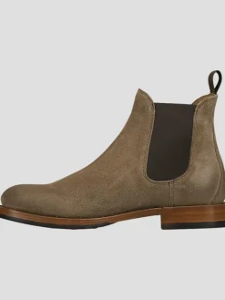 Boots-Frye Dylan Suede Plain Toe Chelsea Boots Taupe