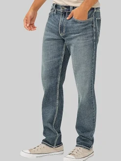 Casual Pants & Chinos|Casual Pants & Chinos-Silver Jeans Eddie Classic Athletic Fit Tapered Leg Luxe Heritage Jeans Dark Wash