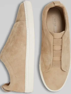 Sneakers|Casual Shoes-Awearness Kenneth Cole Elastic Band Slip-On Suede Sneakers Taupe