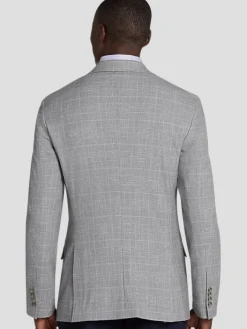 Sport Coats|Sport Coats-Pronto Uomo Executive Fit Plaid Sport Jacket Lt Gray Plaid