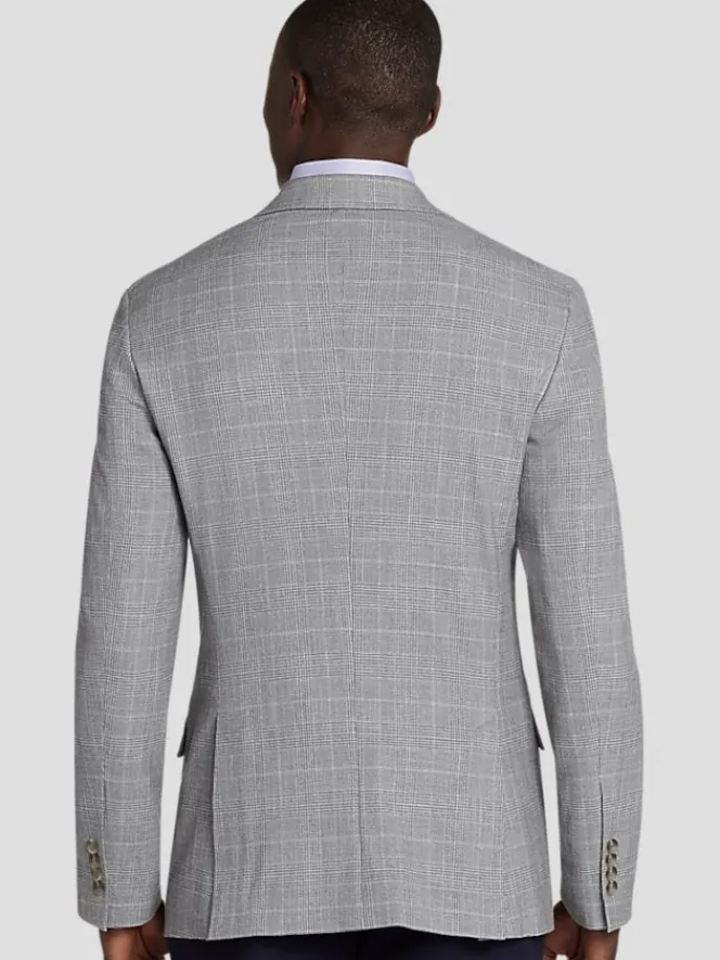 Sport Coats|Sport Coats-Pronto Uomo Executive Fit Plaid Sport Jacket Lt Gray Plaid