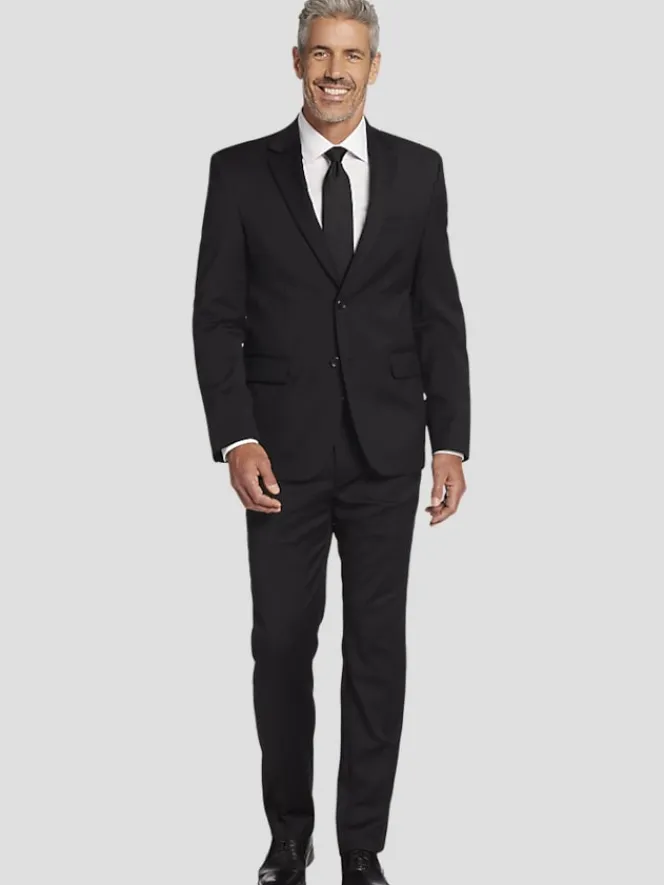 Suit Separates|Big & Tall Suits-Pronto Uomo Platinum Executive Fit Wool Blend Suit Jacket Black