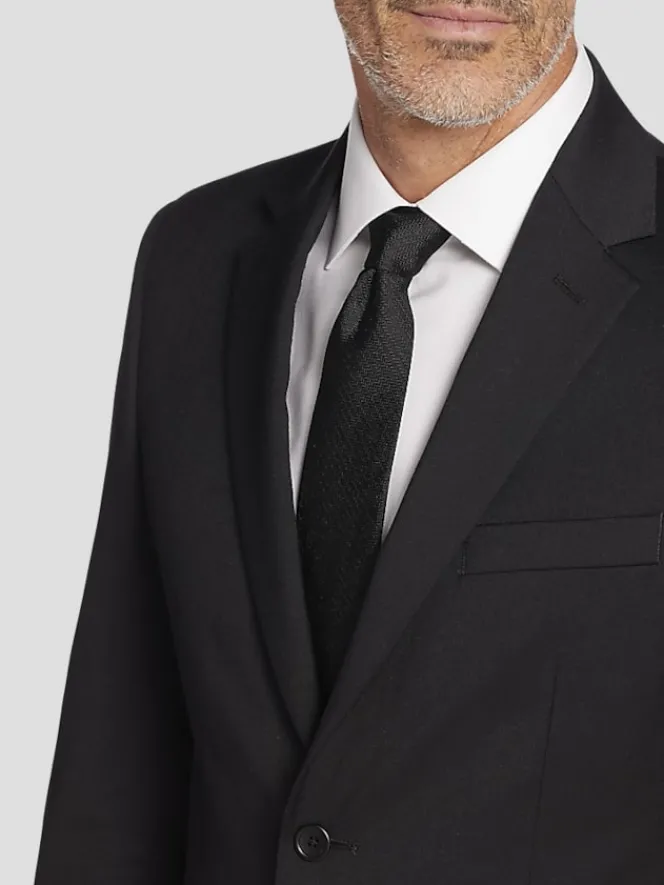 Suit Separates|Big & Tall Suits-Pronto Uomo Platinum Executive Fit Wool Blend Suit Jacket Black
