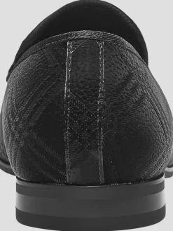 Loafers & Slip-ons|Dress & Formal Shoes-Moretti Ezra Plaid Smoking Shoe Black