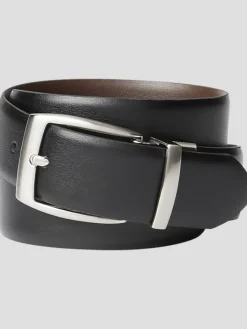 Belts-Men's Wearhouse Feather Edge Reversible Leather Belt Black