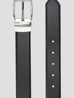 Belts-Men's Wearhouse Feather Edge Reversible Leather Belt Black