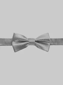 Bow Ties-Egara Formal Metallic Shimmer Pre-Tied Bow Tie Platinum
