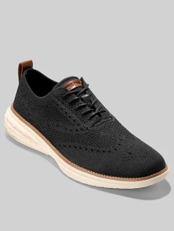 Oxfords|Casual Shoes-Cole Haan Grand Hurrion Stitchlite Wingtip Oxfords Black