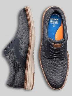 Oxfords|Casual Shoes-Nunn Bush Griff Knit Plain Toe Oxfords Brown