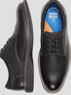 Oxfords|Casual Shoes-Nunn Bush Griff Leather Plain Toe Oxfords Black