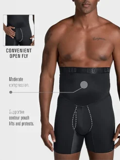 Underwear-Leo By Leonisa High Waist Stomach Shaper Boxer Brief, Single-Pack Black