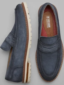 Casual Shoes|Casual Shoes-Stacy Adams Hopkins Suede Moc Toe Penny Loafers Brown/White