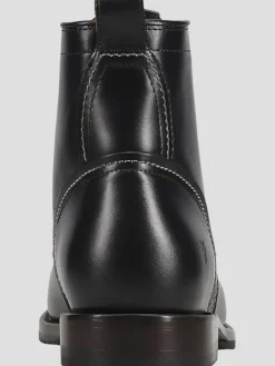 Boots-Frye Hudson Leather Plain Toe Work Boots Black