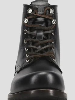 Boots-Frye Hudson Leather Plain Toe Work Boots Black