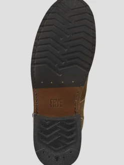 Boots-Frye Hudson Suede Plain Toe Work Boots Taupe