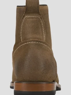 Boots-Frye Hudson Suede Plain Toe Work Boots Taupe