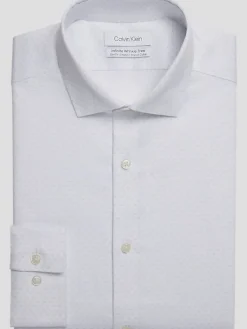 Patterned Dress Shirts|Designer Dress Shirts-Calvin Klein Infinite Slim Fit Spread Collar Blue Fancy