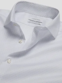 Patterned Dress Shirts|Designer Dress Shirts-Calvin Klein Infinite Slim Fit Spread Collar Blue Fancy