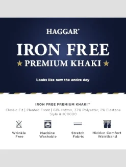 Casual Pants & Chinos|Casual Pants & Chinos-Haggar Iron-Free Premium Khaki&trade; Classic Fit Pleat Front Pant Black Casual