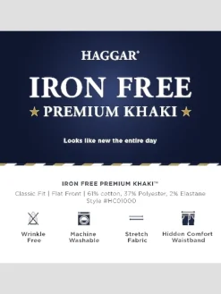 Casual Pants & Chinos|Casual Pants & Chinos-Haggar Iron-Free Premium Khaki&trade; Classic Fit Flat Front Pant Char Heather