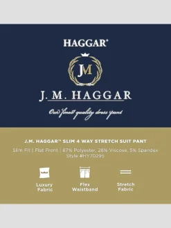 Dress Pants|3-piece Suits-Haggar J.M. &trade;  4 Way Stretch Slim Fit Flat Front Suit Pant Black Solid